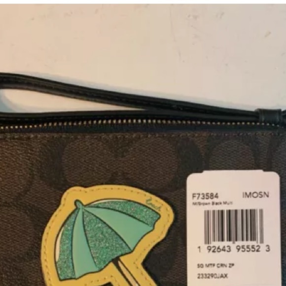 Coach NWT Signature Print Beach Umbrella Wristlet - Picture 5 of 6